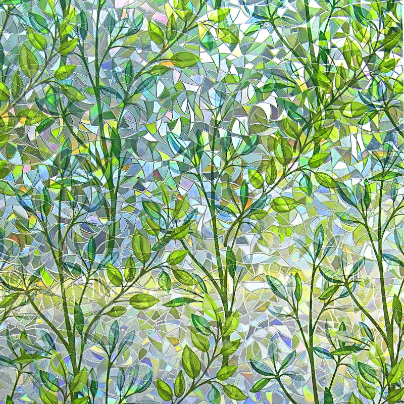 Elektrostatiska bezlīmes 3D krāsaina stikla plēve, lāzera caurspīdīga, caurlaidīga guļamistabas un viesistabas balkona dekoratīva loga dekoratīva uzlīme