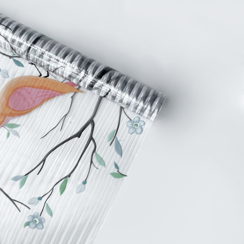 Elektrostatiska bezlīmes 3D krāsaina stikla plēve, lāzera caurspīdīga, caurlaidīga guļamistabas un viesistabas balkona dekoratīva loga dekoratīva uzlīme