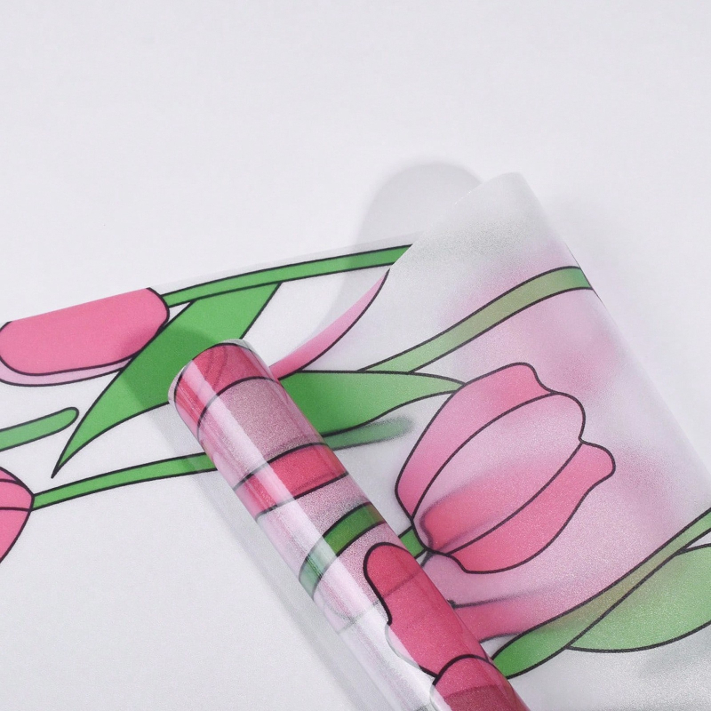 Elektrostatiska bezlīmes 3D krāsaina stikla plēve, lāzera caurspīdīga, caurlaidīga guļamistabas un viesistabas balkona dekoratīva loga dekoratīva uzlīme