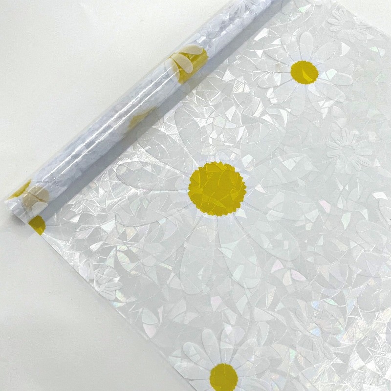 Elektrostatiska bezlīmes 3D krāsaina stikla plēve, lāzera caurspīdīga, caurlaidīga guļamistabas un viesistabas balkona dekoratīva loga dekoratīva uzlīme