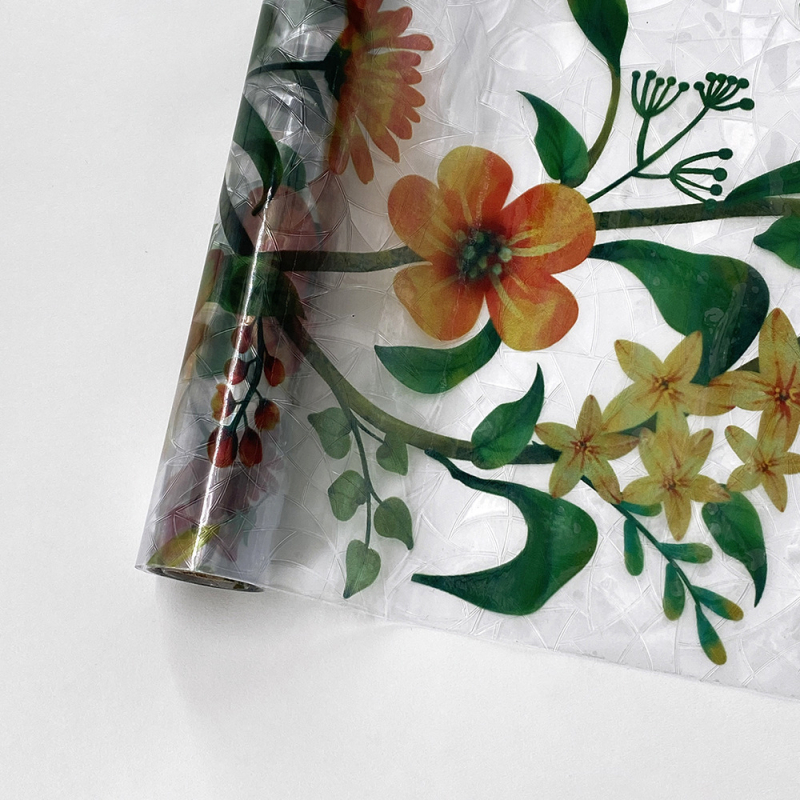 Elektrostatiska bezlīmes 3D krāsaina stikla plēve, lāzera caurspīdīga, caurlaidīga guļamistabas un viesistabas balkona dekoratīva loga dekoratīva uzlīme