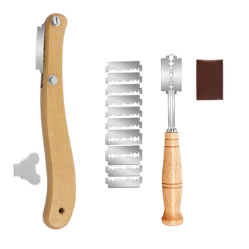 Roostevabast terasest leivaparandusnuga taignalõhkumisnuga Euroopa stiilis prantsuse pulgalõike nuga puidust käepidemega kaarnuga leivakõva nuga