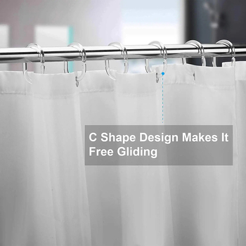 Ειδική Προσφορά Απλή και Πρακτική Κουρτίνα Πόρτας με Αγκράφα, Κουρτίνα Μπάνιου με Διαφανή Πλαστικό Γάντζο, 12 Τεμάχια/Σετ