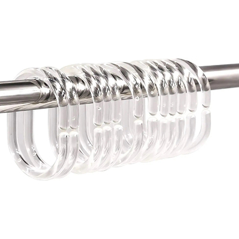 Ειδική Προσφορά Απλή και Πρακτική Κουρτίνα Πόρτας με Αγκράφα, Κουρτίνα Μπάνιου με Διαφανή Πλαστικό Γάντζο, 12 Τεμάχια/Σετ