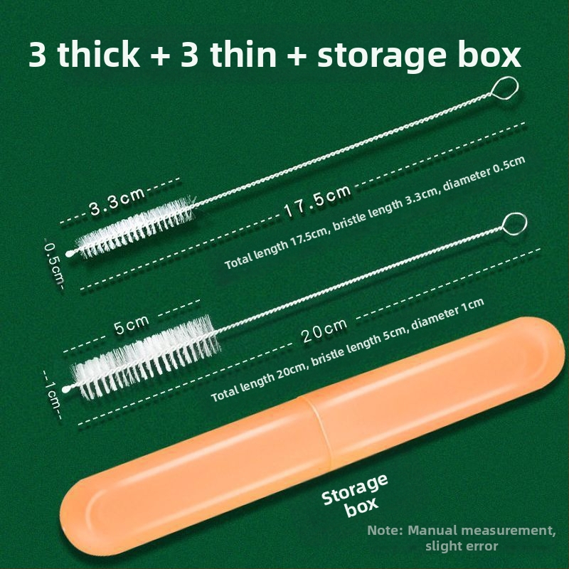 Четка за всмукателна тръба, четка за всмукателна тръба за бутилка, 5 малки четки, тънки четки за почистване от неръждаема стомана, удължени, 10 в кутия
