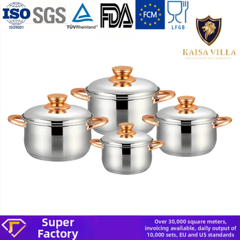 Toidukvaliteediga 201 roostevabast terasest pottide komplekt paksendatud 5-kihilise põhjaga, topeltkäepidemega supipott, hautisepott terasest kaanega Kv-1086, hulgimüük tootjalt