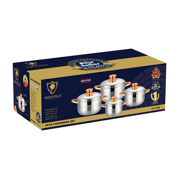 Toidukvaliteediga 201 roostevabast terasest pottide komplekt paksendatud 5-kihilise põhjaga, topeltkäepidemega supipott, hautisepott terasest kaanega Kv-1086, hulgimüük tootjalt