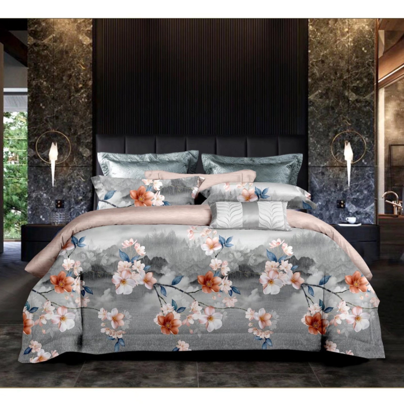 Sieninis kodas su rankomis tapytu gėlių raštu, pagalvės užvalkalas, dviejų arba trijų dalių antklodės užvalkalas, gali būti siunčiamas mišrios partijos vardu.