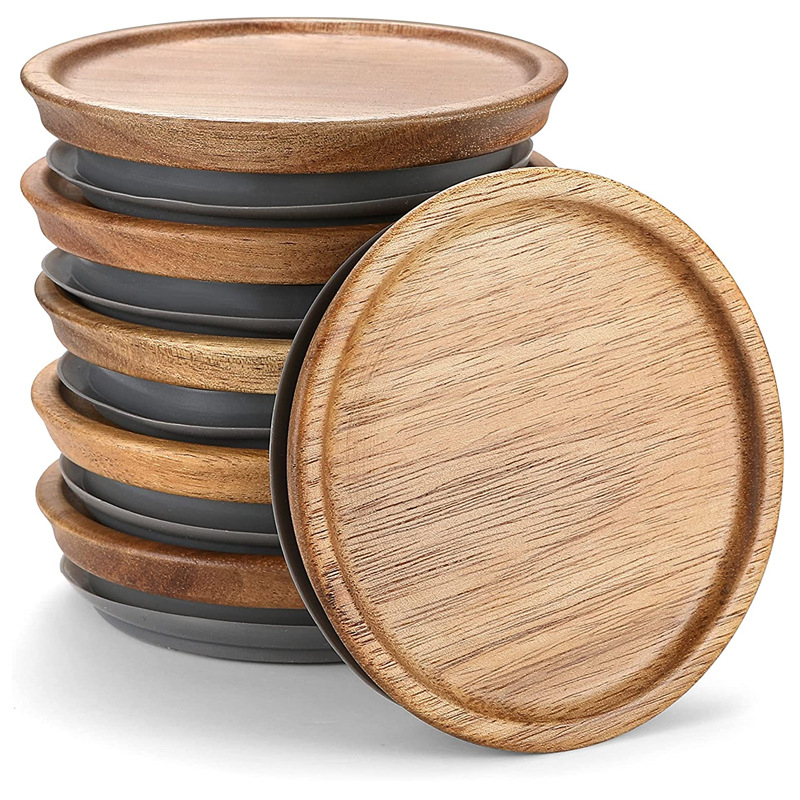 Acacia Wood koka krūzes vāks vienkāršs koka Masona burkas vāks radošs acacia koka koka pudeles vāciņš rūpnīcas tieša piegāde