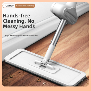 ✅ Σφουγγαρίστρα με επίπεδη επιφάνεια που δεν χρειάζεται χέρια για οικιακή χρήση σε ξύλινα δάπεδα και πλακάκια, σετ σφουγγαρίστρας Lazy Flat Mop