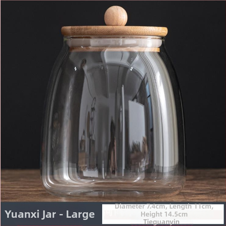 Veleprodaja prozirne zatvorene staklenke staklenke s poklopcem od bambusa i zrnaca staklenke za čaj i pohranu slatkiša u staklenci za kuhinju
