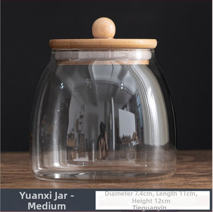 Veleprodaja prozirne zatvorene staklenke staklenke s poklopcem od bambusa i zrnaca staklenke za čaj i pohranu slatkiša u staklenci za kuhinju