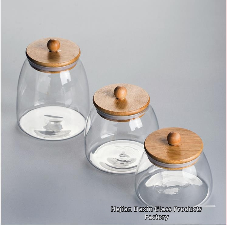 Veleprodaja prozirne zatvorene staklenke staklenke s poklopcem od bambusa i zrnaca staklenke za čaj i pohranu slatkiša u staklenci za kuhinju
