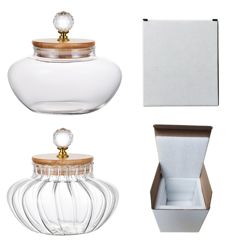 Stiklinis deimantinis indas Stiklinis sandarus indas Laikymo indas Arbatos indas Atsparus lašams Perlinės medvilnės pakuotė