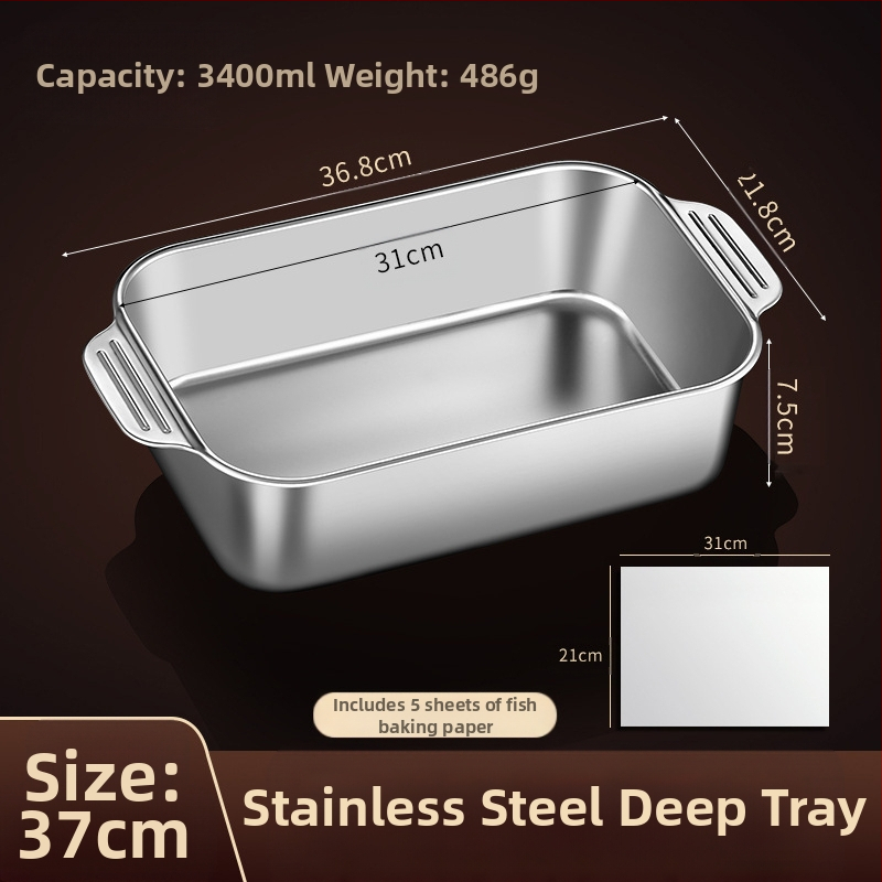 Nerūdijančio plieno keptos žuvies lėkštė, stačiakampė buitinė orkaitė, gili lėkštė, indukcinė viryklė, speciali sustorinta kepta daugiafunkcinė lėkštė