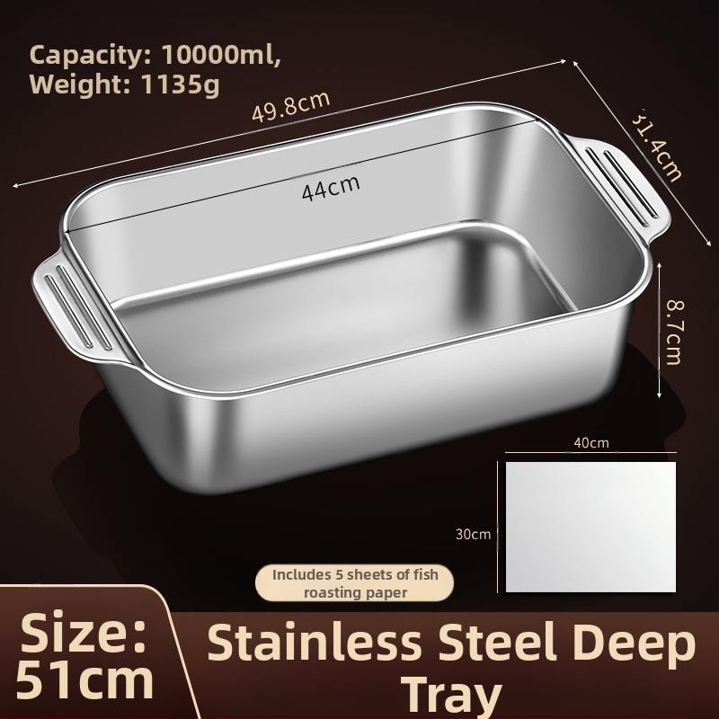 Nerūdijančio plieno keptos žuvies lėkštė, stačiakampė buitinė orkaitė, gili lėkštė, indukcinė viryklė, speciali sustorinta kepta daugiafunkcinė lėkštė