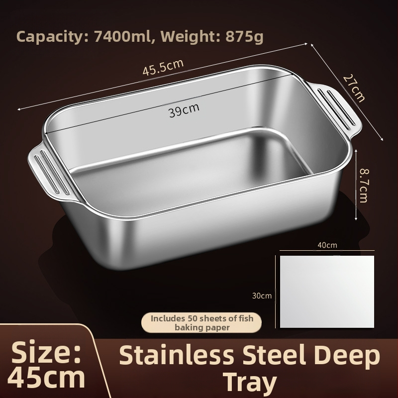 Nerūdijančio plieno keptos žuvies lėkštė, stačiakampė buitinė orkaitė, gili lėkštė, indukcinė viryklė, speciali sustorinta kepta daugiafunkcinė lėkštė