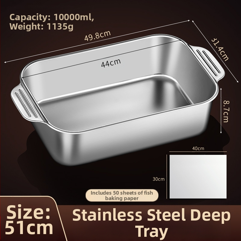 Nerūdijančio plieno keptos žuvies lėkštė, stačiakampė buitinė orkaitė, gili lėkštė, indukcinė viryklė, speciali sustorinta kepta daugiafunkcinė lėkštė