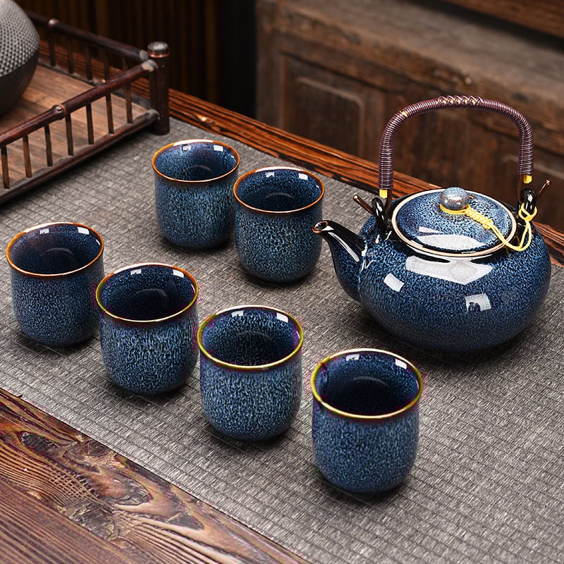 Set de ceai Kung Fu pentru uz casnic, capacitate mare, birou, uz casnic, set de ceai din ceramică de lux, set complet de ceainic de ridicare