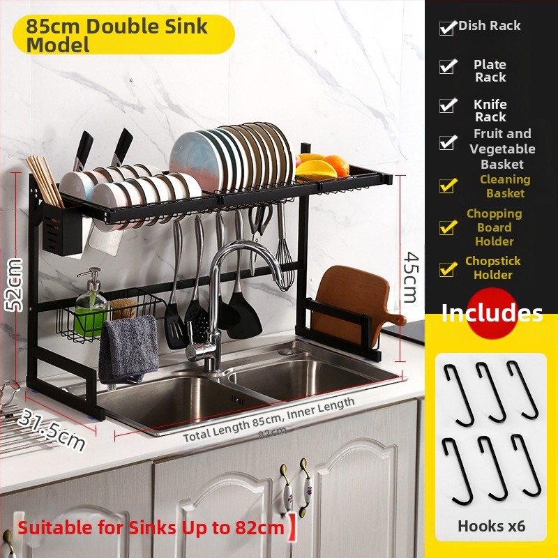 Nerūdijančio plieno virtuvės juoda kriauklė, kriauklės ir dubenėlio laikymo lentynėlė, stalviršio laikymo lentynėlė