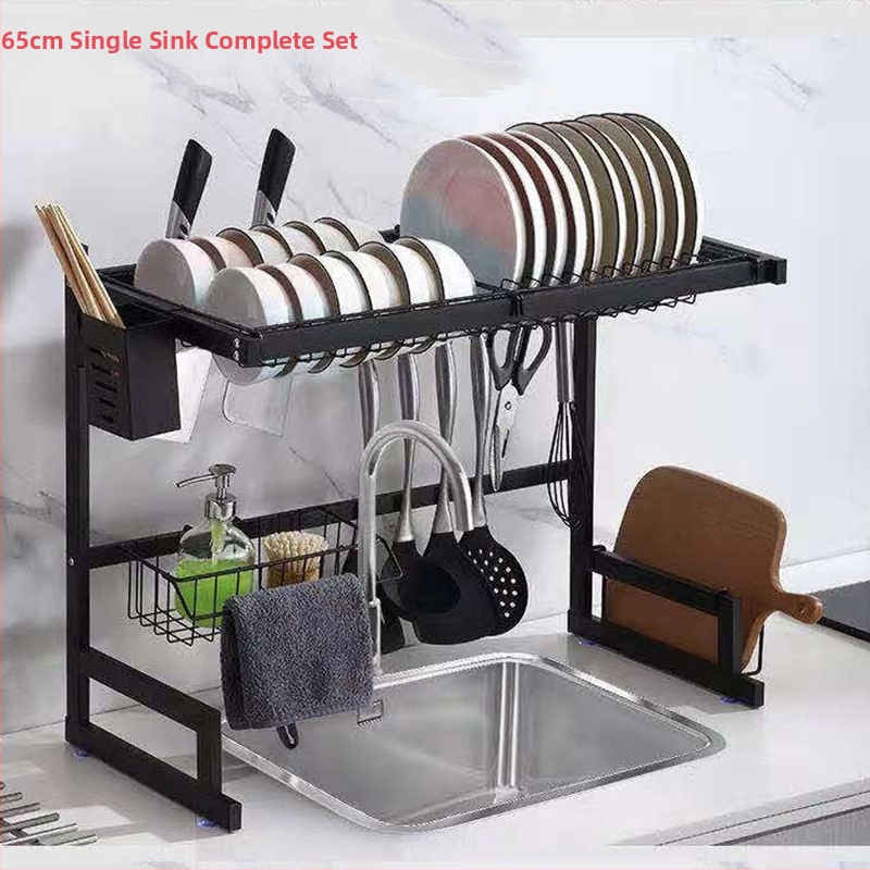 Nerūdijančio plieno virtuvės juoda kriauklė, kriauklės ir dubenėlio laikymo lentynėlė, stalviršio laikymo lentynėlė