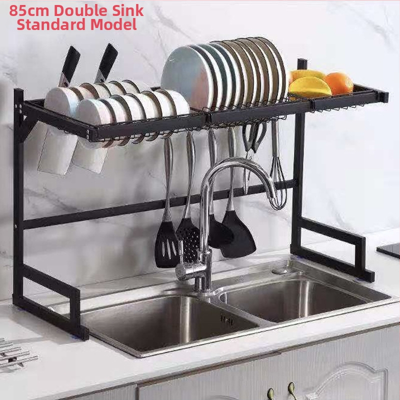 Nerūdijančio plieno virtuvės juoda kriauklė, kriauklės ir dubenėlio laikymo lentynėlė, stalviršio laikymo lentynėlė