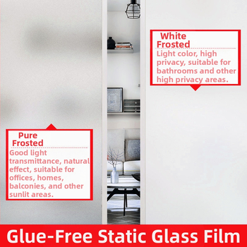 Elektrostaatiline valge mattklaasist kleebiskile, poolläbipaistev ja läbipaistmatu, privaatsuse kaitsmiseks piilumise eest vannitubades ja rõdudel, matt viimistlusega