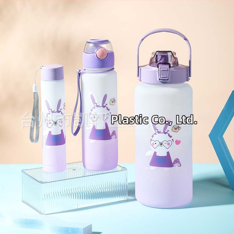 Interneto įžymybių plastikinis vandens puodelis, kosminis puodelis, paprastas mielas triušio gradiento matinis didelės talpos puodelių rinkinys, vandens puodelis