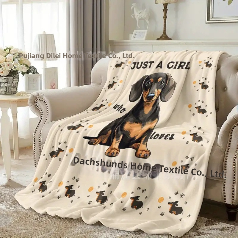 Amazon Фланел Дигитален Принт Карикатура Домашно Куче Малко Одеяло за Диван Одеяло за Климатик Всички Сезони Универсално