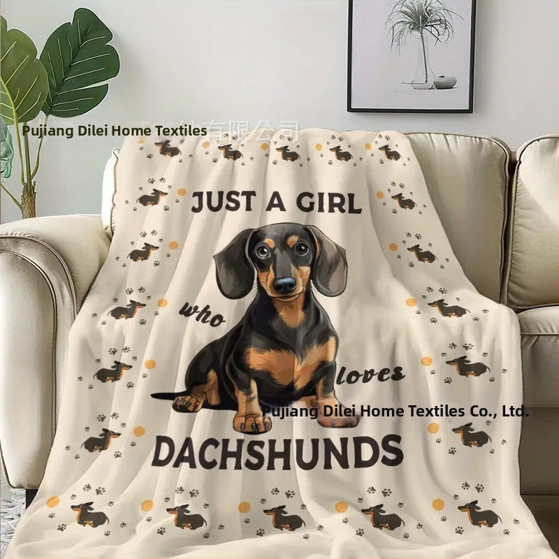 Amazon Фланел Дигитален Принт Карикатура Домашно Куче Малко Одеяло за Диван Одеяло за Климатик Всички Сезони Универсално