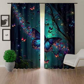 2 vnt. naujos „Butterfly“ serijos mados namų dekoravimo užuolaidos, 3D skaitmeninio spausdinimo namų dekoravimo drabužiai, strypo užuolaidos