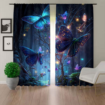 2 vnt. naujos „Butterfly“ serijos mados namų dekoravimo užuolaidos, 3D skaitmeninio spausdinimo namų dekoravimo drabužiai, strypo užuolaidos