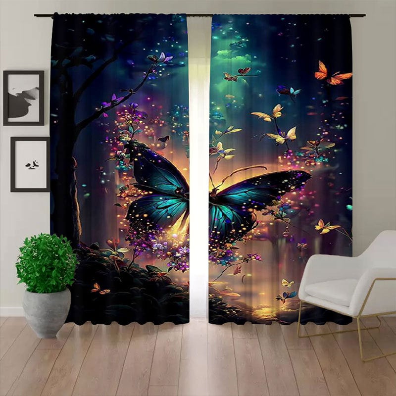 2 gab. Jauns Butterfly sērijas modes mājas dekorēšanas aizkars 3D digitālās drukas mājas dekorēšanas apģērbs Rod aizkars