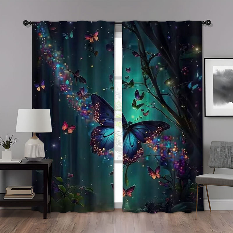 2 vnt. naujos „Butterfly“ serijos mados namų dekoravimo užuolaidos, 3D skaitmeninio spausdinimo namų dekoravimo drabužiai, strypo užuolaidos