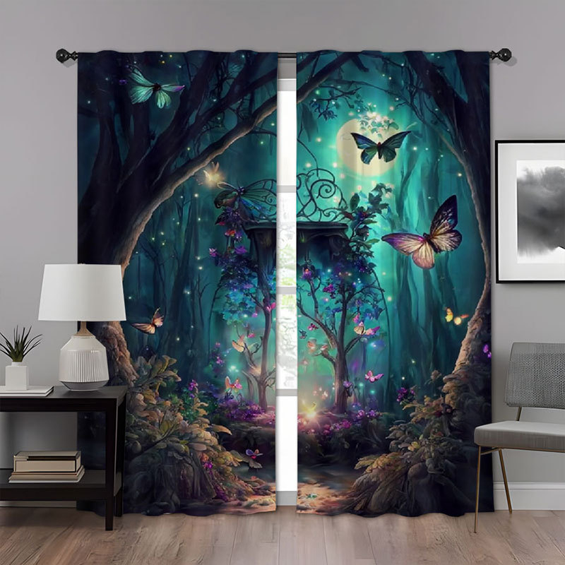 2 vnt. naujos „Butterfly“ serijos mados namų dekoravimo užuolaidos, 3D skaitmeninio spausdinimo namų dekoravimo drabužiai, strypo užuolaidos