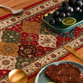 Дигитален печат, етнически стил, винтидж пътека за маса, пътека за легло, подложка за хранене, модерна семпла удебелена полиестерна памучна покривка