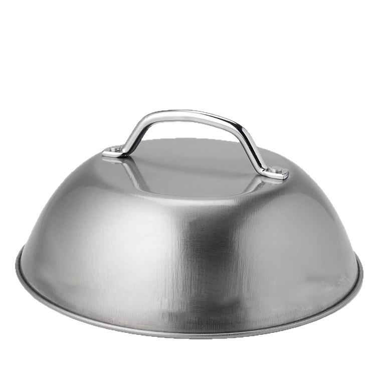 Nerūdijančio plieno 9 colių apvalus arkinis kepsninės dangtis, sutirštintas kepsnio dangtis, šlifuotas puodo dangtis, lauko kepsninės dangtis, yra sandėlyje.