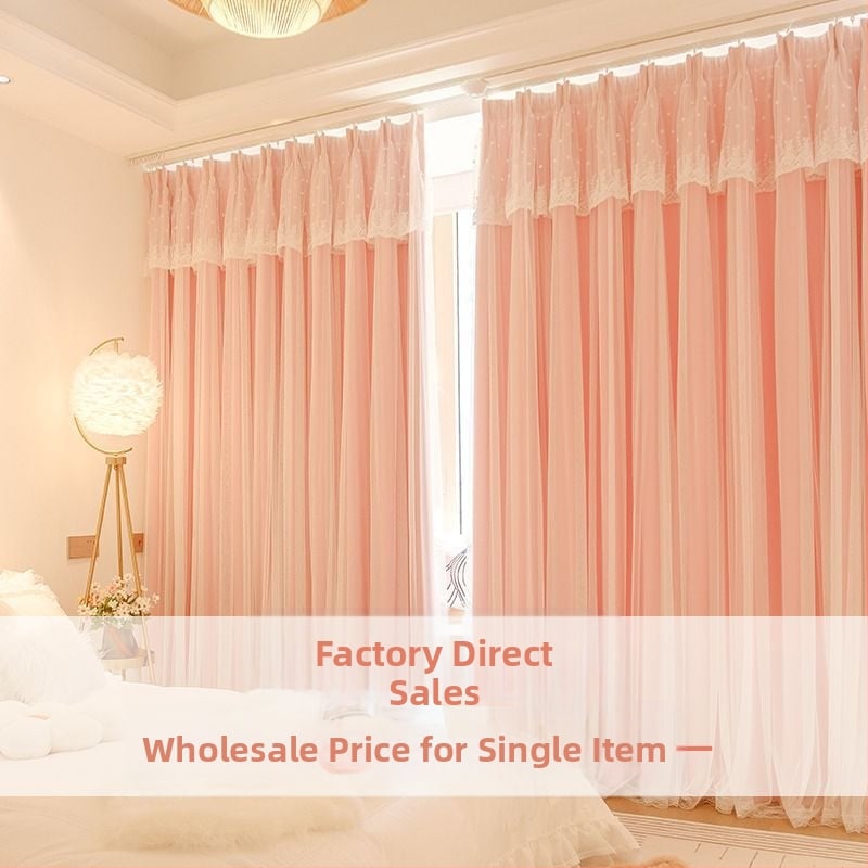 Princeses stila aizkars guļamistabai, pilnībā ēnots, internets, sarkans auduma dzija, integrēta dubultā rozā, meiteņu sirds, bērnu istaba, jauns stils