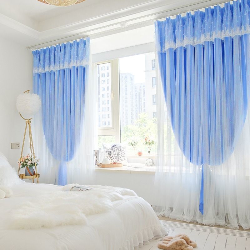 Κουρτίνα υπνοδωματίου σε στυλ πριγκίπισσας, πλήρες σκίαση, ίντερνετ, κόκκινο ύφασμα, ενσωματωμένο διπλό ροζ, καρδιά για κορίτσια, παιδικό δωμάτιο, νέο στυλ