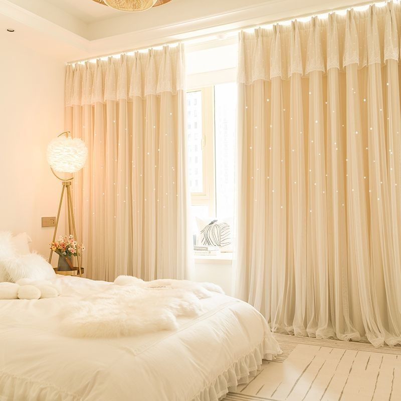 Κουρτίνα υπνοδωματίου σε στυλ πριγκίπισσας, πλήρες σκίαση, ίντερνετ, κόκκινο ύφασμα, ενσωματωμένο διπλό ροζ, καρδιά για κορίτσια, παιδικό δωμάτιο, νέο στυλ