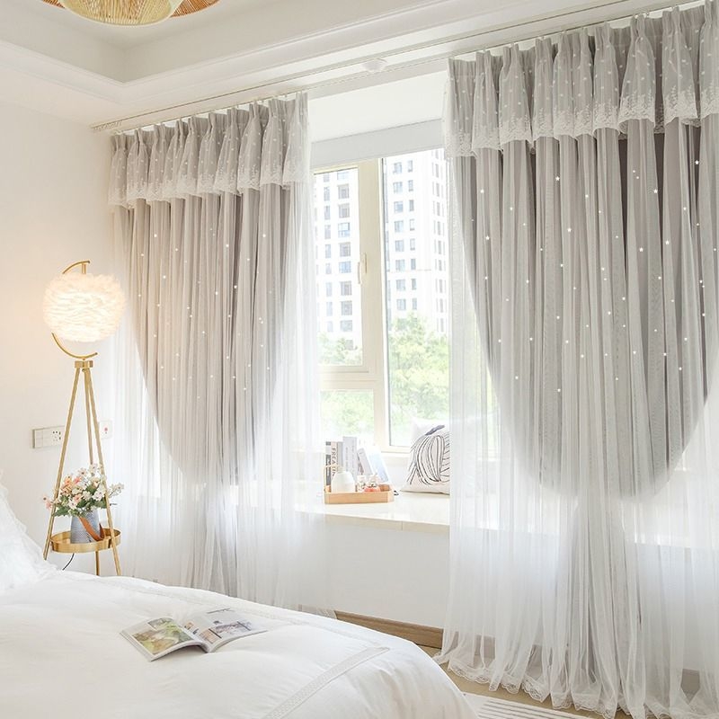 Κουρτίνα υπνοδωματίου σε στυλ πριγκίπισσας, πλήρες σκίαση, ίντερνετ, κόκκινο ύφασμα, ενσωματωμένο διπλό ροζ, καρδιά για κορίτσια, παιδικό δωμάτιο, νέο στυλ