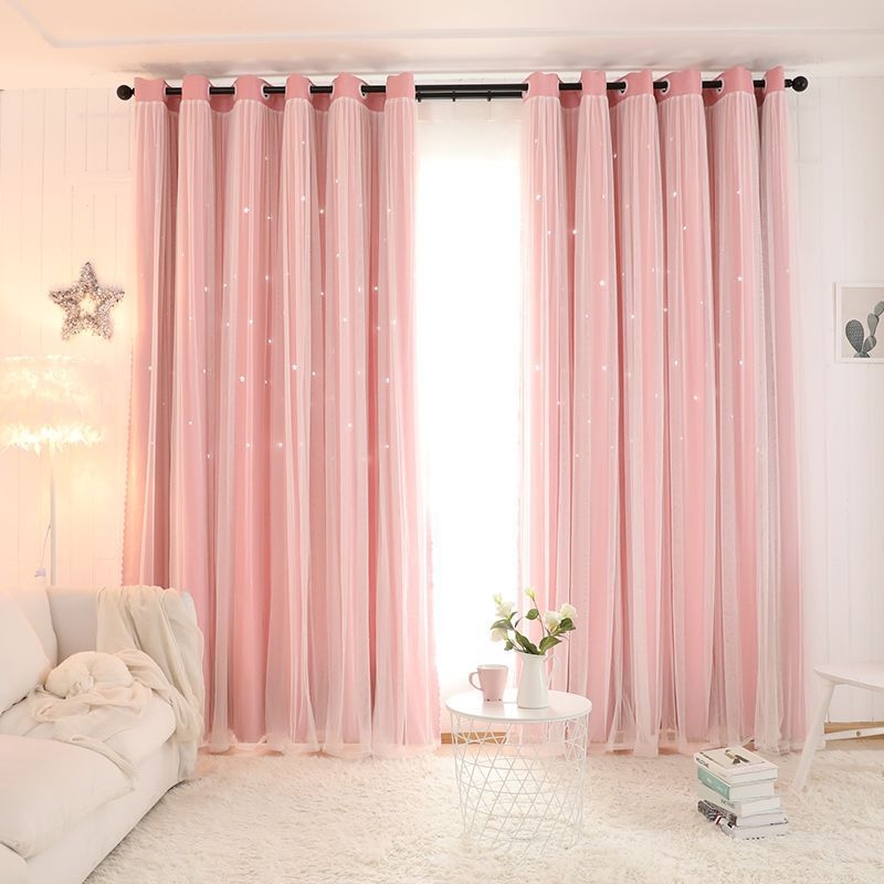 Κουρτίνα υπνοδωματίου σε στυλ πριγκίπισσας, πλήρες σκίαση, ίντερνετ, κόκκινο ύφασμα, ενσωματωμένο διπλό ροζ, καρδιά για κορίτσια, παιδικό δωμάτιο, νέο στυλ