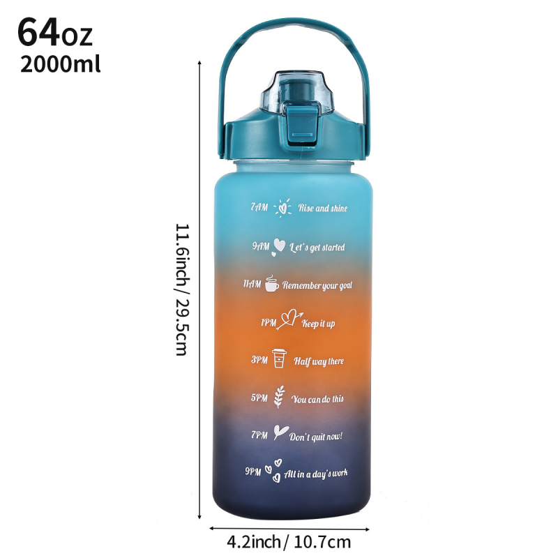 Suure mahutavusega väliskaubanduse plastkõrrega tass tüdrukute fitnessispordi gradientveetass kaasaskantav kaasaskantav kosmosepaari tass