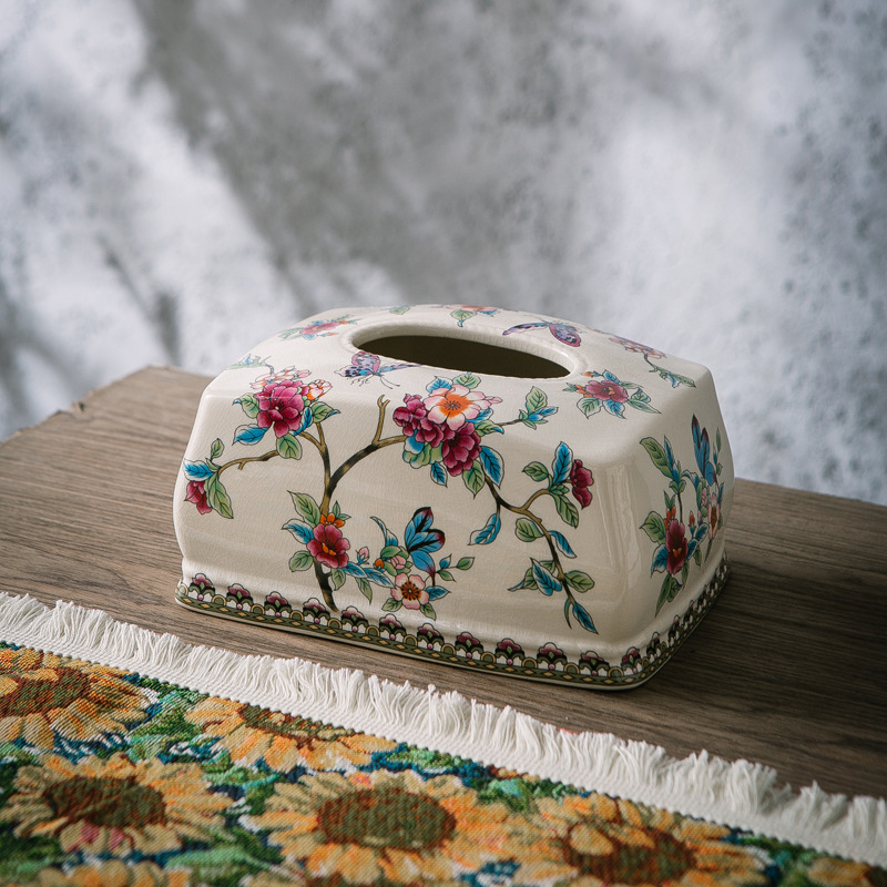 Nauja amerikietiško stiliaus vintažinė keraminė servetėlių dėžutė, dekoratyviniai papuošalai, europietiško stiliaus popierinė dėžutė, namų apyvokos kambario kavos staliuko popierinė dėžutė