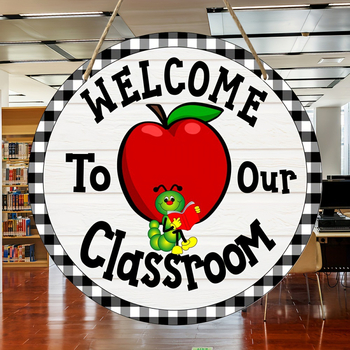 Prekogranična temu eksplozije uređenje doma školska sezona drvena ploča za vrata okrugli logo kreativna ploča za ukrašavanje