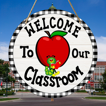 Трансгранични temu експлозии декорация за дома училищен сезон дървена табела за врата кръгло лого креативна декоративна чиния