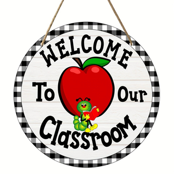 Трансгранични temu експлозии декорация за дома училищен сезон дървена табела за врата кръгло лого креативна декоративна чиния