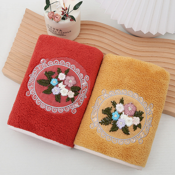 Lilledega tikandiga rätik lihtne pehme imav rätik tehase hulgimüük paar pehme mugav täiskasvanute näorätik