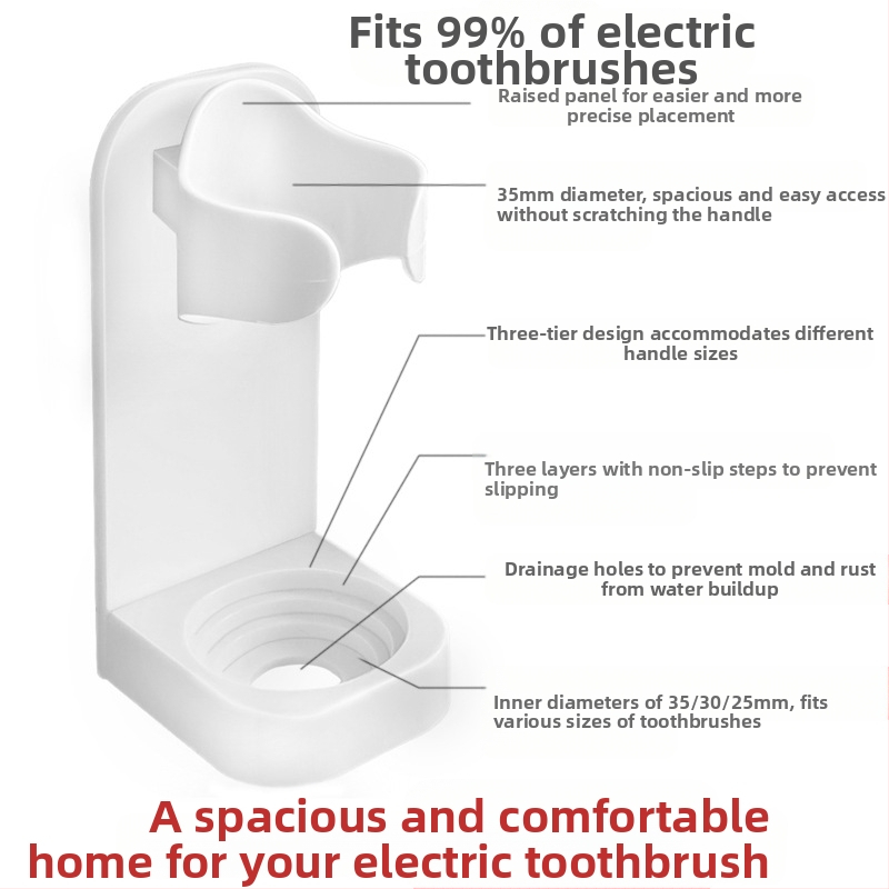 Държач за електрическа четка за зъби, стенен, стойка за съхранение, самозалепваща се глава за четка за зъби, стойка за подарък, стойка за съхранение на четка за зъби