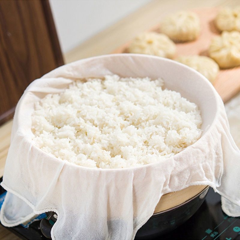 Bambusa šķiedras tvaikoņa audums, nepiedegošs mājsaimniecības kokvilnas tvaikoņa paklājiņš, kvadrātveida formas tvaicēta bulciņas oderes auduma marles auduma vairumtirdzniecības partija